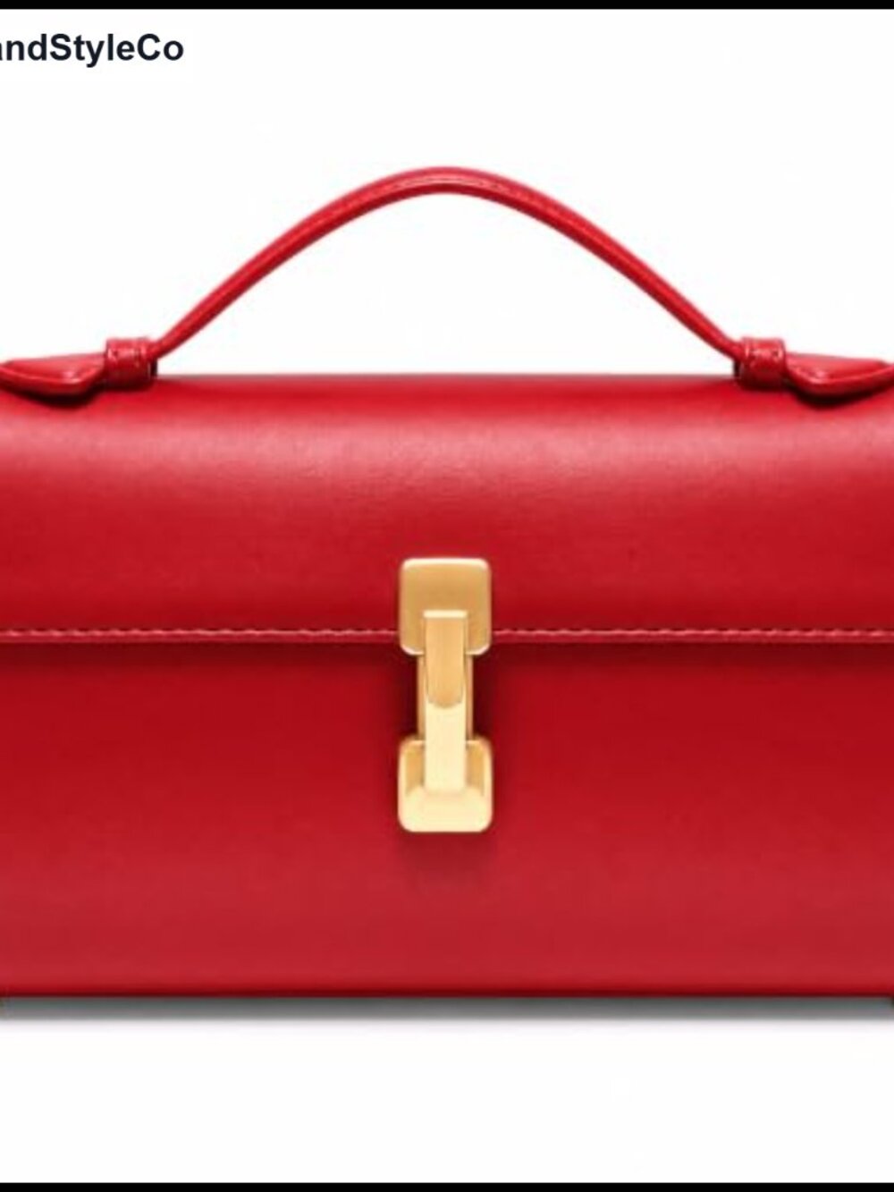 Women's Faux Leather Clutch Purse with Gold Twist Lock, Shoulder/Crossbody